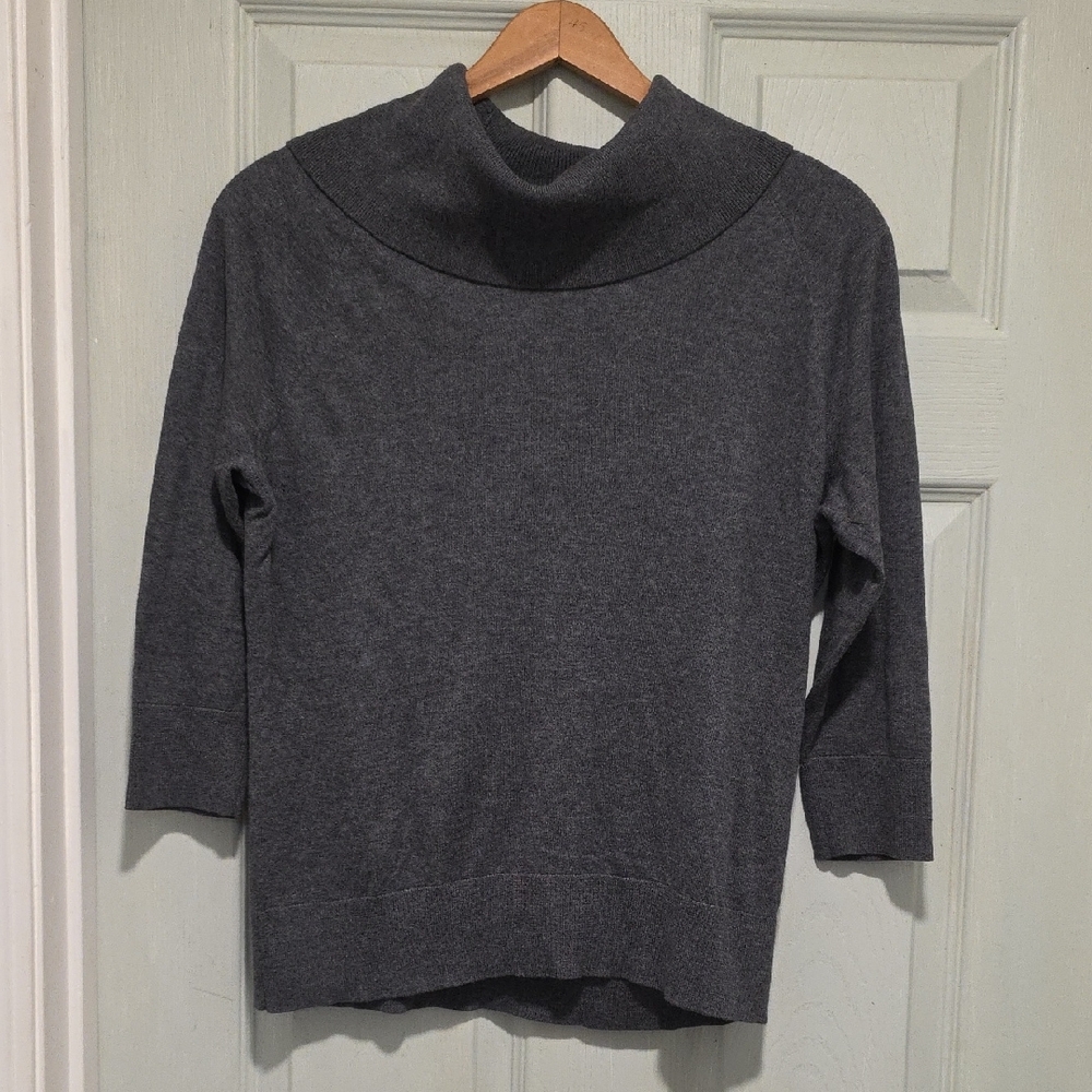 Talbots UEC Gray Cowl Neck Sweater with Rolled Collar
